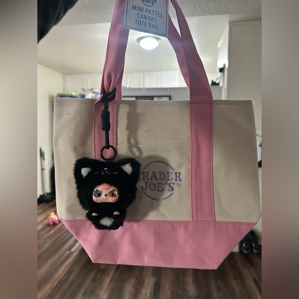 Mini Pastel Canvas Tote Bag - Black Plush (Baby Three)